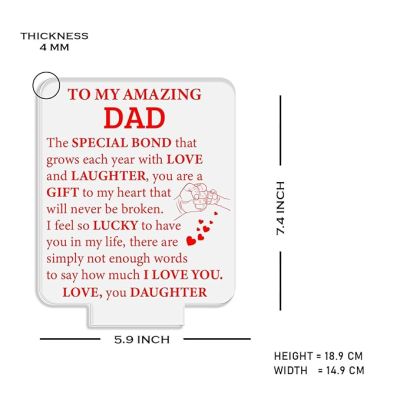 To My Amazing Dad Engraved Night Lamp with Automatic Color Changing Light Dad Gift from Daughter Fathers Day Gift Birthday Gift for Dad