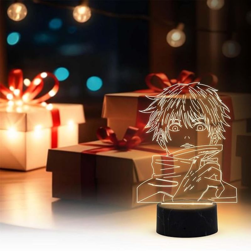 3D Illusion Anime Jujutsu Kaizen Night Lamp with Warm White Light Gift for Anime Lover Boy Girl Birthday Gift Room Decor