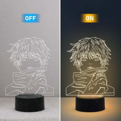 3D Illusion Anime Jujutsu Kaizen Night Lamp with Warm White Light Gift for Anime Lover Boy Girl Birthday Gift Room Decor