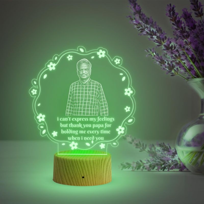 Personalized Father Photo night lamp with Automatic Color Changing Light Customized Photo & Text Fathers Day & Memorable Birthday Gift for Dad