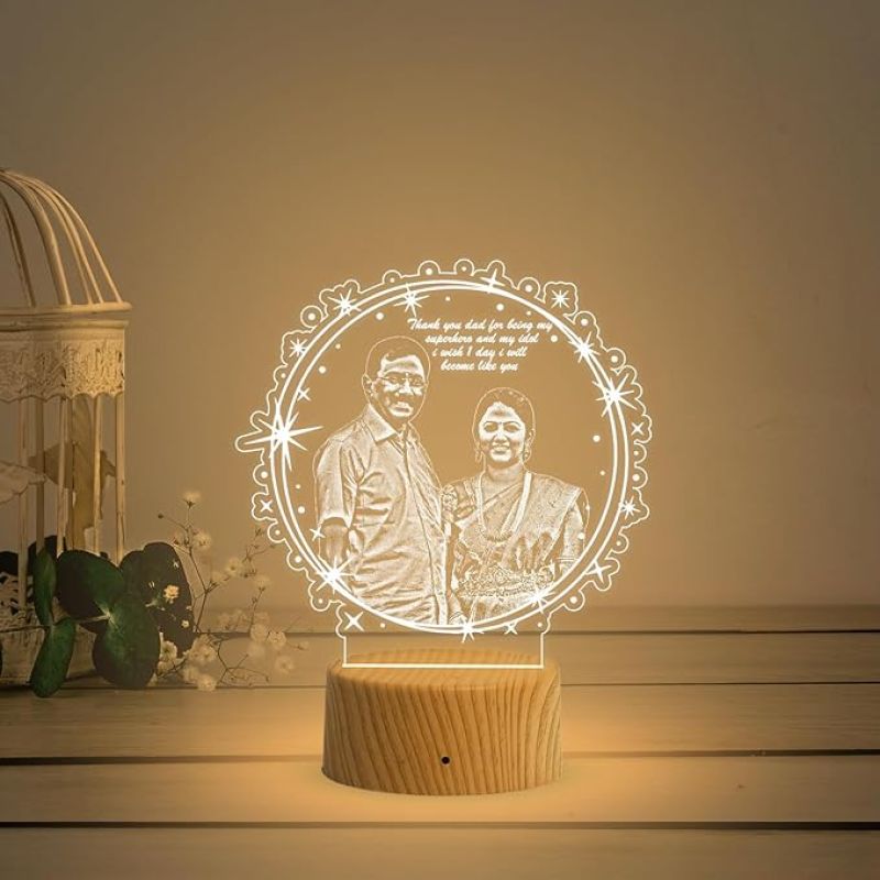 Dad Mom Photo night lamp with Warm White Light  Customized Photo & Text Memorable Birthday Gift for Dad Fathers Day Gift for Dad