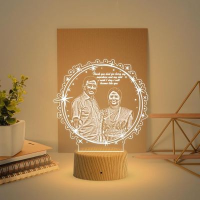Dad Mom Photo night lamp with Warm White Light  Customized Photo & Text Memorable Birthday Gift for Dad Fathers Day Gift for Dad