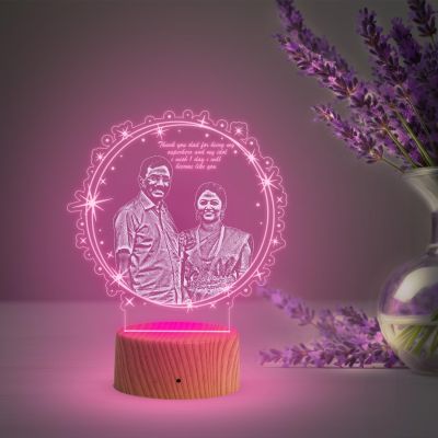 Dad Mom night lamp with Automatic Color Changing Light Customized Photo & Text Memorable Birthday Gift for Dad Fathers Day Gift for Dad