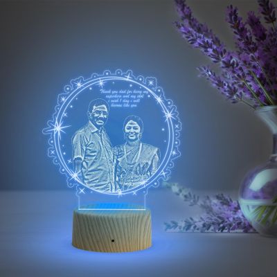 Dad Mom night lamp with Automatic Color Changing Light Customized Photo & Text Memorable Birthday Gift for Dad Fathers Day Gift for Dad