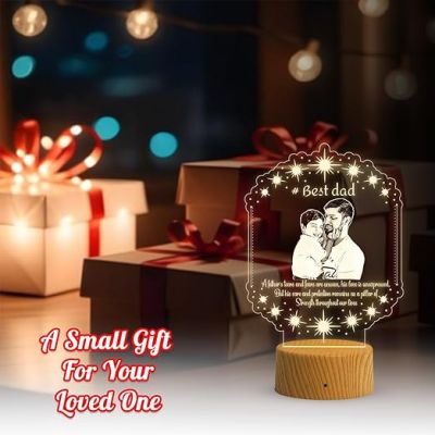 Dad Son night lamp with Warm White Light Customized Photo & Text Memorable Birthday Gift for Dad Fathers Day Gift for Dad