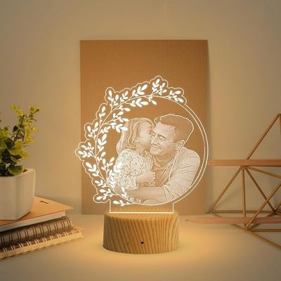 Dad Daughter night lamp with Warm White Lamp Customized Photo Memorable Birthday Gift for Dad | Fathers Day Gift for Dad