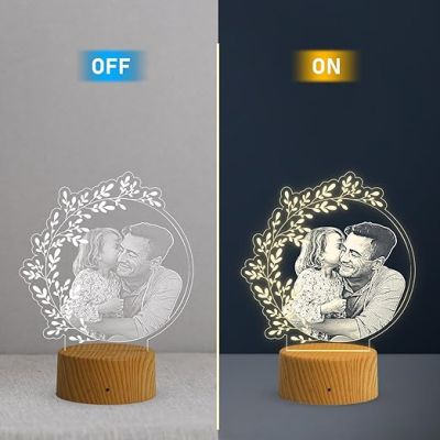Dad Daughter night lamp with Warm White Lamp Customized Photo Memorable Birthday Gift for Dad | Fathers Day Gift for Dad