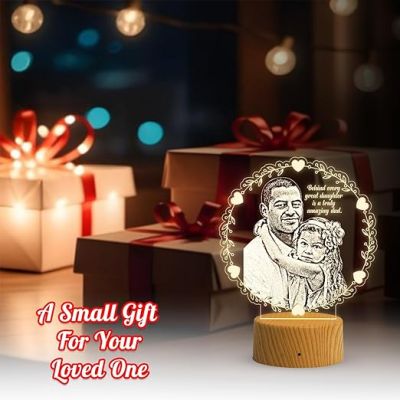 Dad Daughter night lamp with Warm White Light Customized Photo & Text Memorable Birthday Gift for Dad Fathers Day Gift for Dad