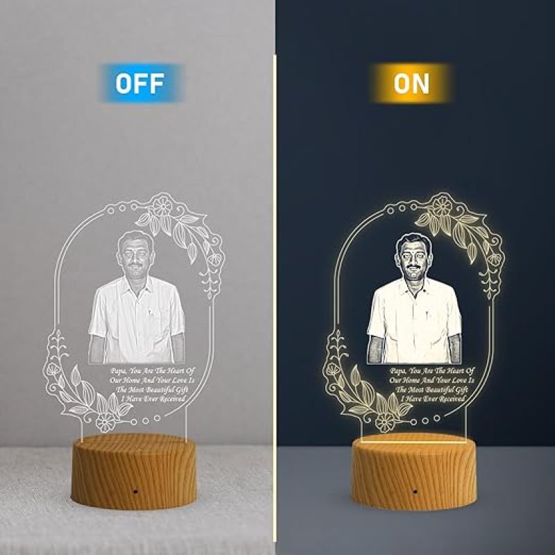 Dad Photo night lamp with Warm White Light Customized Photo & Text Memorable Birthday Gift for Dad Fathers Day Gift for Dad