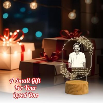 Dad Photo night lamp with Warm White Light Customized Photo & Text Memorable Birthday Gift for Dad Fathers Day Gift for Dad