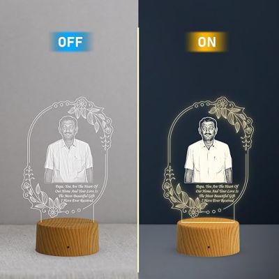 Dad Photo night lamp with Warm White Light Customized Photo & Text Memorable Birthday Gift for Dad Fathers Day Gift for Dad
