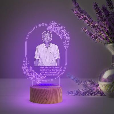 Dad Photo night lamp with Automatic Color Changing Light Customized Photo & Text Memorable Birthday Gift for Dad Fathers Day Gift for Dad