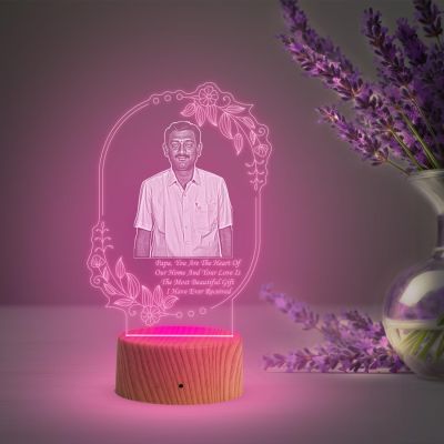 Dad Photo night lamp with Automatic Color Changing Light Customized Photo & Text Memorable Birthday Gift for Dad Fathers Day Gift for Dad