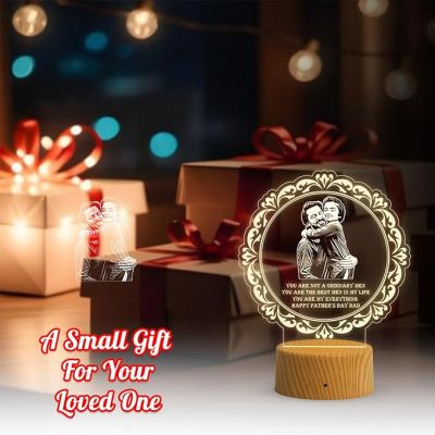 Dad Son Photo night lamp with Warm White Light Customized Photo & Text Memorable Birthday Gift for Dad Fathers Day Gift for Dad