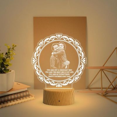 Dad Son Photo night lamp with Warm White Light Customized Photo & Text Memorable Birthday Gift for Dad Fathers Day Gift for Dad