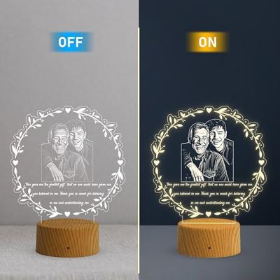 Dad Son night lamp with Warm White Light  Customized Photo & Text Memorable Birthday Gift for Dad | Fathers Day Gift for Dad