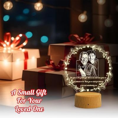 Dad Son night lamp with Warm White Light  Customized Photo & Text Memorable Birthday Gift for Dad | Fathers Day Gift for Dad