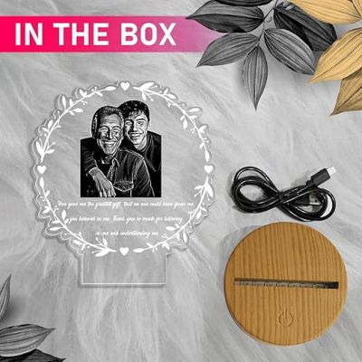 Dad Son night lamp with Warm White Light  Customized Photo & Text Memorable Birthday Gift for Dad | Fathers Day Gift for Dad