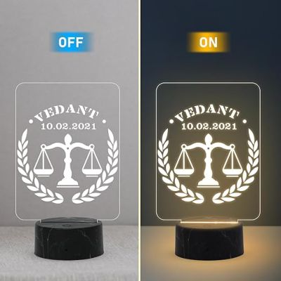 Personalized Lawyer night lamp with Warm White Light Customized Name Date Gift for Law Professional Birthday Gift for Lawyers & Advocate