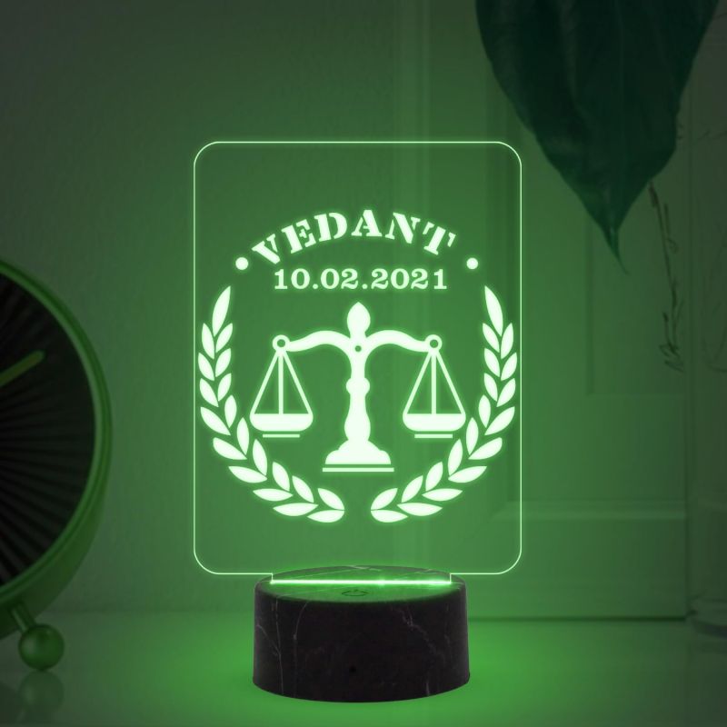 Personalized Lawyer night lamp with Multicolored Light Customized Name Date Gift for Law Professional Birthday Gift for Lawyers & Advocate