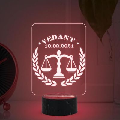 Personalized Lawyer night lamp with Multicolored Light Customized Name Date Gift for Law Professional Birthday Gift for Lawyers & Advocate