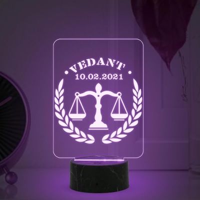 Personalized Lawyer night lamp with Multicolored Light Customized Name Date Gift for Law Professional Birthday Gift for Lawyers & Advocate