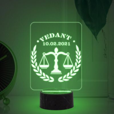 Personalized Lawyer night lamp with Multicolored Light Customized Name Date Gift for Law Professional Birthday Gift for Lawyers & Advocate