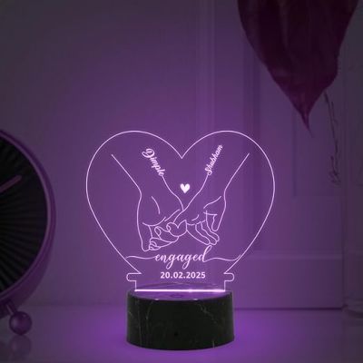 Personalized Engagement night lamp with Automatic Color Changing Light Customized Name Date Engagement Gift for Couple, Bhaiya Bhabhi, Friends, Office Colleagues