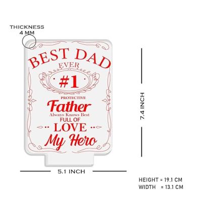 Best Dad Ever #1 My Hero night lamp with Multicolored Light Birthday Gift for Dad from Daughter Son Fathers Day Gift