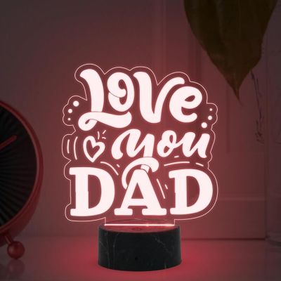 Love You Dad Engraved night lamp with Multicolored Light Fathers Day Gift for Dad, Grandpa Birthday Gift for Dad from Daughter Son