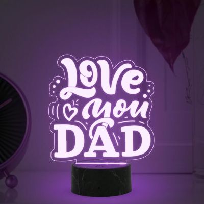 Love You Dad Engraved night lamp with Multicolored Light Fathers Day Gift for Dad, Grandpa Birthday Gift for Dad from Daughter Son