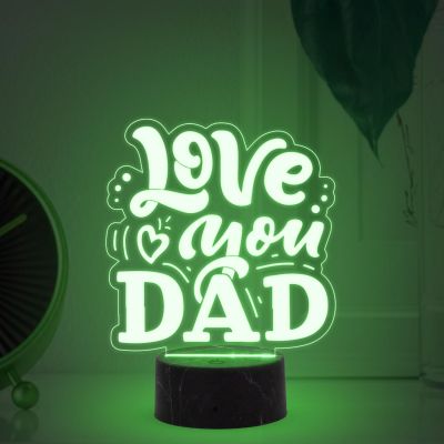 Love You Dad Engraved night lamp with Multicolored Light Fathers Day Gift for Dad, Grandpa Birthday Gift for Dad from Daughter Son