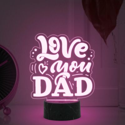 Love You Dad Engraved night lamp with Multicolored Light Fathers Day Gift for Dad, Grandpa Birthday Gift for Dad from Daughter Son