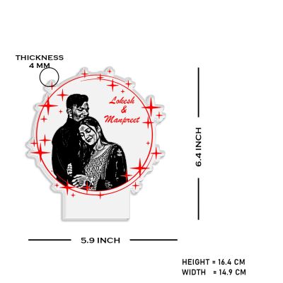 Personalized Couple Photo night lamp with Automatic Color Changing Light Customized Photo Name Anniversary Gift for Bhaiya Bhabhi, Husband Wife, Parents, Sister jiju