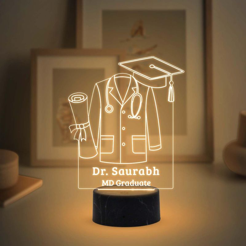 Personalized doctor Coat night lamp with Warm White Light Customized with Name Birthday Gift &Thankyou Gift for Doctor Medical Student Gift