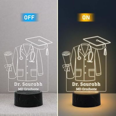 Personalized doctor Coat night lamp with Warm White Light Customized with Name Birthday Gift &Thankyou Gift for Doctor Medical Student Gift