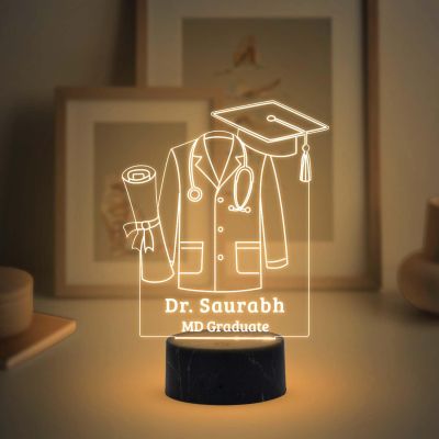 Personalized doctor Coat night lamp with Warm White Light Customized with Name Birthday Gift &Thankyou Gift for Doctor Medical Student Gift