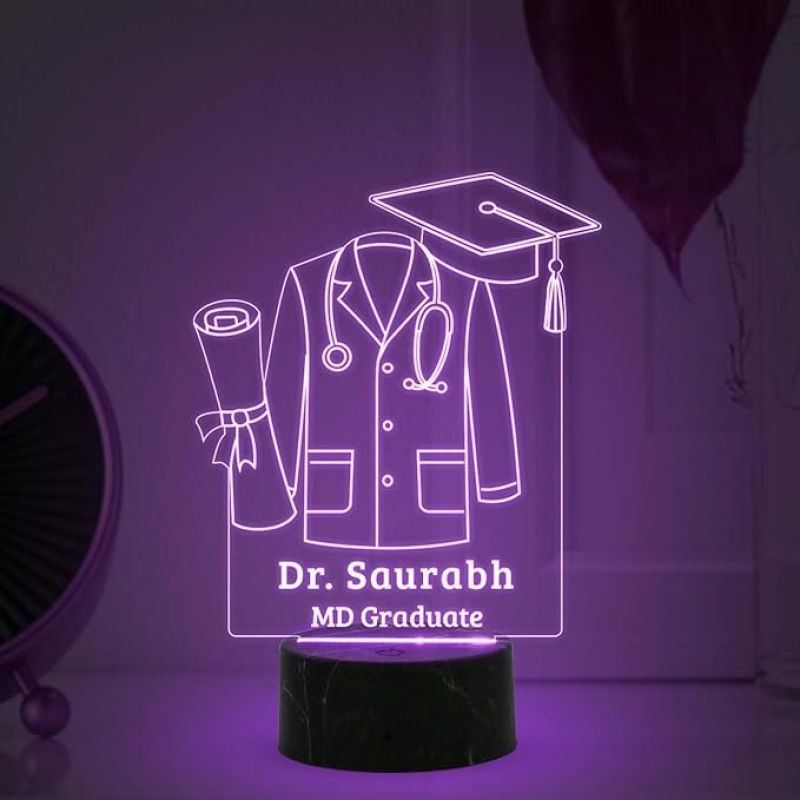 Personalized Doctor Coat night lamp with Automatic Color Changing Light Customized with Name Birthday Gift &Thankyou Gift for Doctor Medical Student Gift