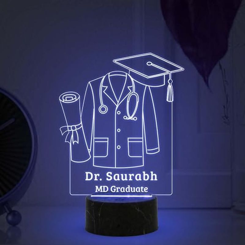 Personalized Doctor Coat night lamp with Automatic Color Changing Light Customized with Name Birthday Gift &Thankyou Gift for Doctor Medical Student Gift