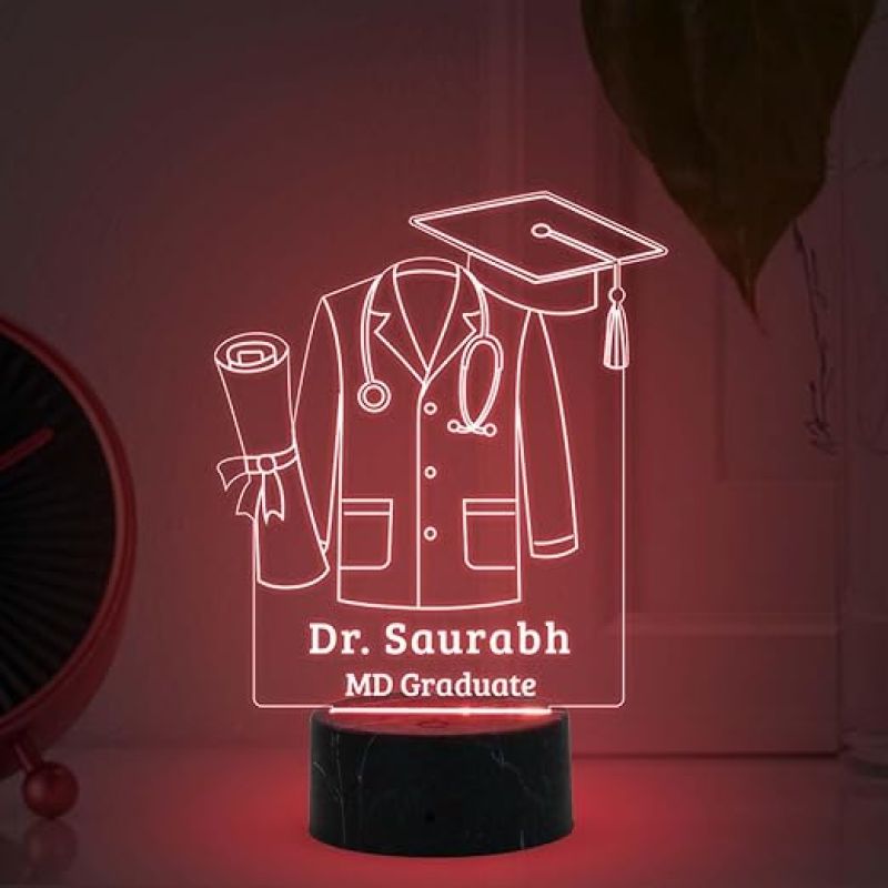 Personalized Doctor Coat night lamp with Automatic Color Changing Light Customized with Name Birthday Gift &Thankyou Gift for Doctor Medical Student Gift