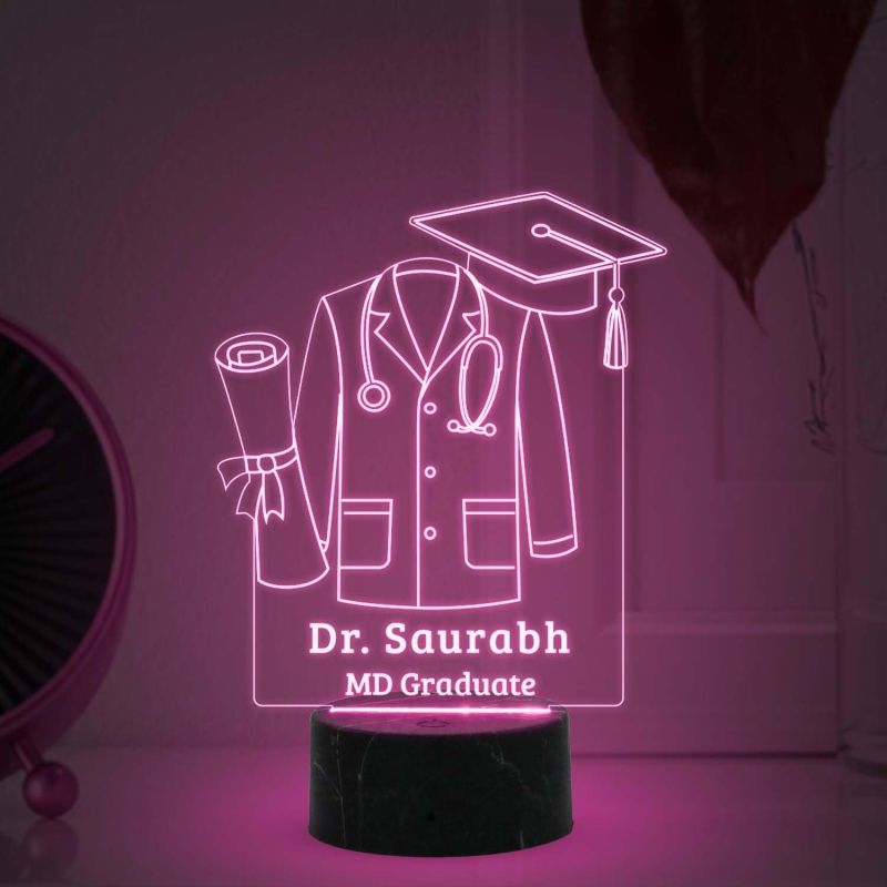 Personalized Doctor Coat night lamp with Automatic Color Changing Light Customized with Name Birthday Gift &Thankyou Gift for Doctor Medical Student Gift