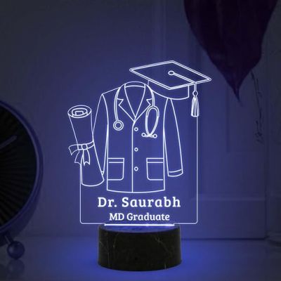 Personalized Doctor Coat night lamp with Automatic Color Changing Light Customized with Name Birthday Gift &Thankyou Gift for Doctor Medical Student Gift