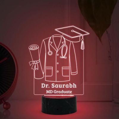 Personalized Doctor Coat night lamp with Automatic Color Changing Light Customized with Name Birthday Gift &Thankyou Gift for Doctor Medical Student Gift