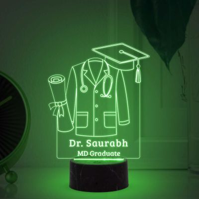 Personalized Doctor Coat night lamp with Automatic Color Changing Light Customized with Name Birthday Gift &Thankyou Gift for Doctor Medical Student Gift