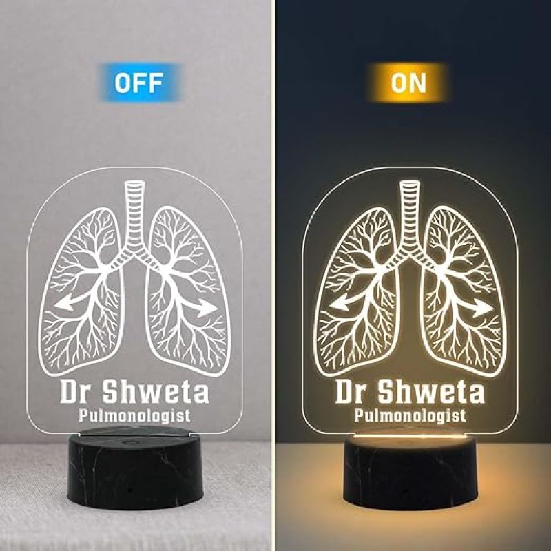 3D Illusion Pulmonologist Night Lamp with Warm White Light Customized with Name Lung Specialist Doctor Gift Office, Clinic, Home Decor