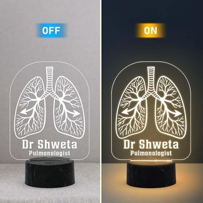 3D Illusion Pulmonologist Night Lamp with Warm White Light Customized with Name Lung Specialist Doctor Gift Office, Clinic, Home Decor
