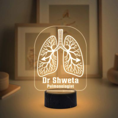 3D Illusion Pulmonologist Night Lamp with Warm White Light Customized with Name Lung Specialist Doctor Gift Office, Clinic, Home Decor