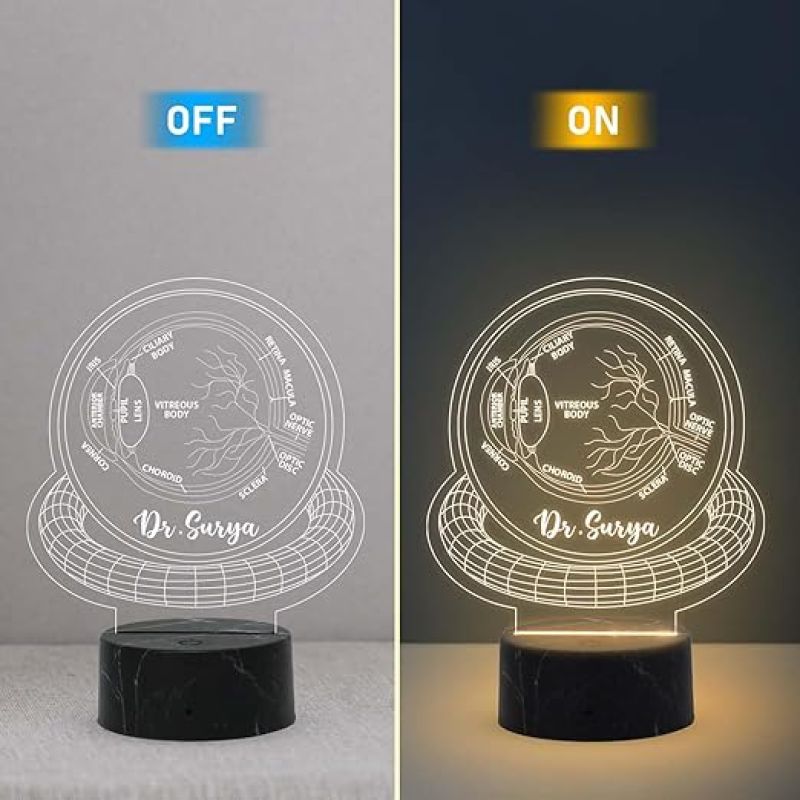 3D Illusion Ophthalmologist night lamp with Warm White Light Customize with a name Gift For Eye Doctors Clinic Decor