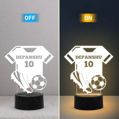 Personalised Football Jersey Night Lamp with Warm White Light Customized Name Birthday Gift for Footballer Men Women Gift for Sport Lover