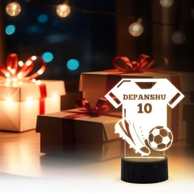 Personalised Football Jersey Night Lamp with Warm White Light Customized Name Birthday Gift for Footballer Men Women Gift for Sport Lover